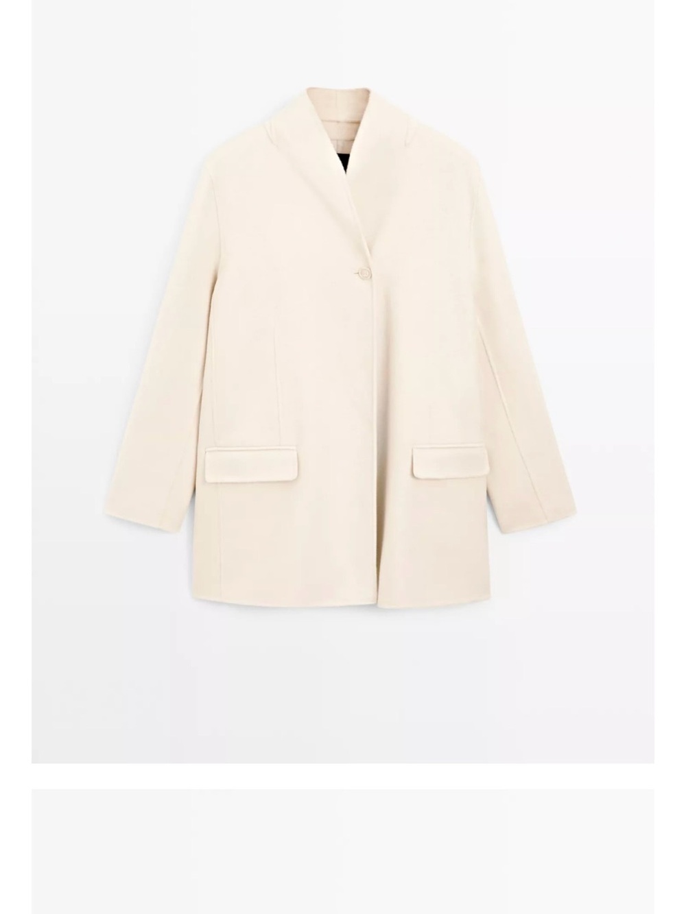 Women's Massimo Dutti ivory Single-Button Wool Blend Coat, size Small. NWT